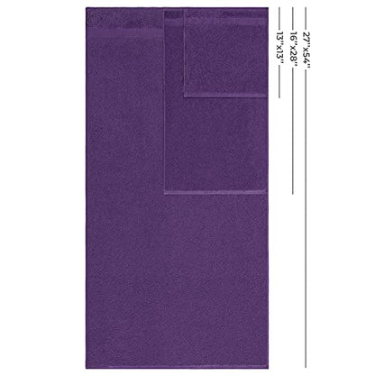 American Veteran Towel, 100% Cotton Turkish 6 Piece Towel Set, Luxury Towels Set of 6 for Bathroom Essentials, 2 Bath Towels 2 Hand Towels 2 Washcloths, Purple - color: Purple, size: XL 6PC