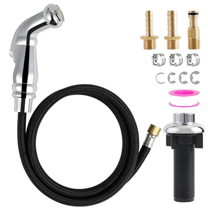 Universal Fit Kitchen Faucet Sprayer Attachment/Hose/Holder Set, Chrome | NSF/ANSI/CAN 372 Certified, With 3 Adapters Compatible with Moen/Delta Faucet Sprayer Replacement, Kitchen Sink Side Head - color: Chrome, style: Sprayer Head/Hose/Holder Set
