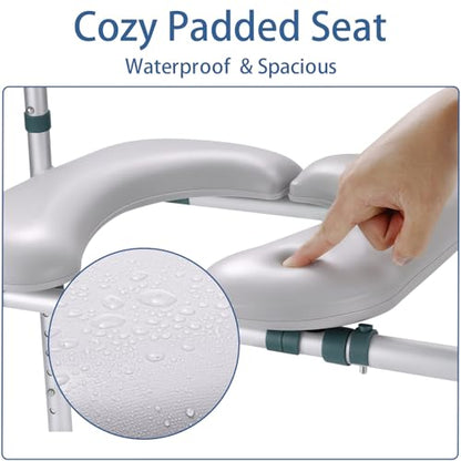 Raised Toilet Seat with Handles, FSA HSA Eligible Toilet Seat Riser for Seniors with Adjustable Height & Width, 400lb Padded Elevated Toilet Seat for Elderly, Handicap and Disabled, Fit Any Toilet