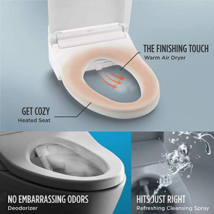 TOTO® WASHLET® C5 Electronic Bidet Toilet Seat with PREMIST and EWATER+ Wand Cleaning, Elongated, Cotton White - SW3084#01 - size: C5 Elongated
