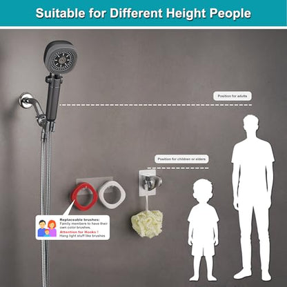 Handheld Shower Head with 79in Hose,High Pressure Filtered Shower Head with ON/OFF Switch for Water Saving&Low Reach No Drilling Wall Mount Shower Holder