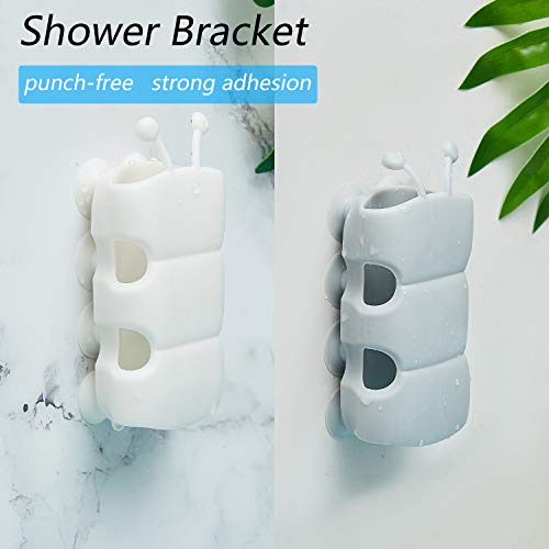 Riakrum 4 Pieces Silicone Shower Head Holder Universal Relocatable Silicone Shower Bracket Non Drilling Movable Fixed Seat Handheld Accessories