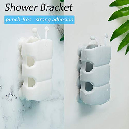 Riakrum 4 Pieces Silicone Shower Head Holder Universal Relocatable Silicone Shower Bracket Non Drilling Movable Fixed Seat Handheld Accessories