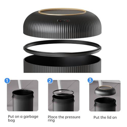 URALFA Motion Sensor Trash Can with Lid, 3 Gallon / 11 L Automatic Bathroom Trash Can, Touchless Trash Bin, Smart Plastic Garbage Can for Bedroom, Kitchen, Living Room, Office, Black - color: Black, style: Automatic