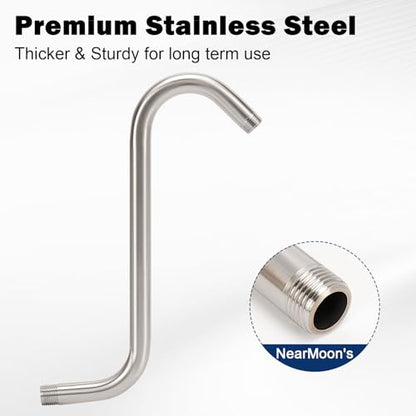 NearMoon S Shaped Shower Head Riser Arm, Shower Extender Arm with Flange, Standard 1/2" Connection- Bathroom Accessory (12 Inch, Brushed Nickel) - color: Brushed Nickel, style: 12 Inch