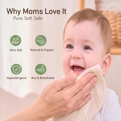 10-Pack Organic Cotton Baby Washcloths | Ultra-Soft Soft Wash Cloths for Babies, Infant, Kids, Toddler | Lightweight Face Cloths for Boys & Girls | Gentle Baby Rags (Stripes) - color: Stripes