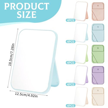 20 Pcs Spa Party Mirrors for Women, Makeup Mirrors with Foldable Stand, Tabletop Vanity Mirrors Bulk, Slumber Birthday Party Favors, Sleepover Accessories and Gifts (Purple Green Pink Blue Beige)