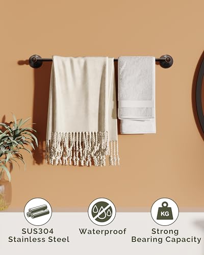 Towel Bar 24inch, Stainless Steel Bathroom Towel Rack Wall Mounted, Heavy Duty Towel Rod, Towel Holders for Bathroom, Kitchen (Oil Rubbed Bronze) - color: Oil Rubbed Bronze