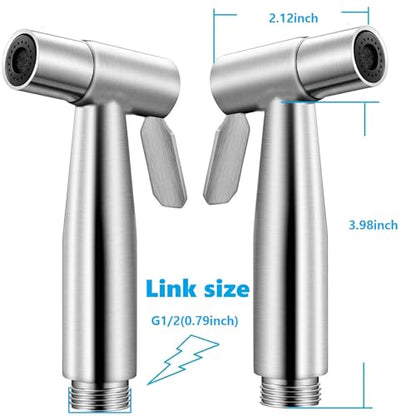 Stainless Steel Toilet Bidet Sprayer Head,Brushed Nickel | for Toilet,personal hygiene cleaning, bathroom cleaning, pet bathing,G1/2 interface. - color: Silver