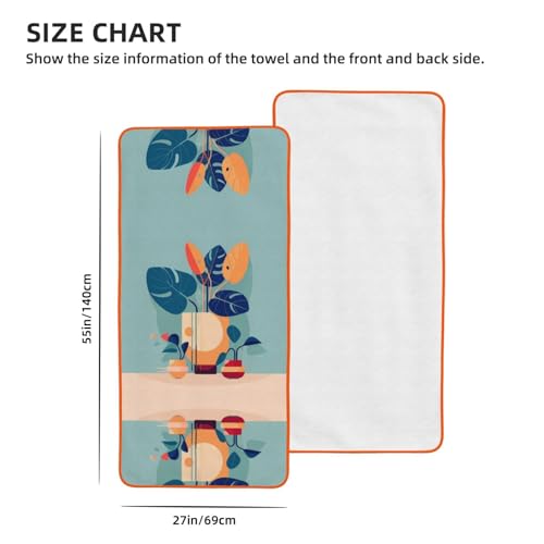PHAYAH Blue Orange Turtleback Bamboo Patterned Bathroom Absorbent Coral Fleece Towel for Hotel Yoga Gym Shower Spa Bath Towel 27x55in Orange Hemming