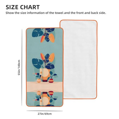 PHAYAH Blue Orange Turtleback Bamboo Patterned Bathroom Absorbent Coral Fleece Towel for Hotel Yoga Gym Shower Spa Bath Towel 27x55in Orange Hemming