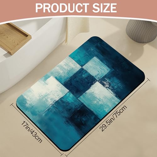 Diatomaceous Earth Bath Mat,Art Painting Bath Rugs,Grey Blue Non-Slip Thin Absorbent Fast Drying Easy to Clean for Bathroom Laundry Home Kitchen Door Mat 17x29.5Inch - color: Art Painting,grey Blue