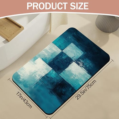 Diatomaceous Earth Bath Mat,Art Painting Bath Rugs,Grey Blue Non-Slip Thin Absorbent Fast Drying Easy to Clean for Bathroom Laundry Home Kitchen Door Mat 17x29.5Inch - color: Art Painting,grey Blue