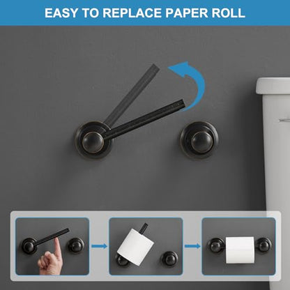 RUMOSE Pivoting Toilet Paper Holder and Hand Towel Ring, Oil Rubbed Bronze | Wall Mount, Bathroom Hardware Accessories 2 PCS Set, Toilet Tissue Roll Holder & Towel Hanger, Rustproof, Stainless Steel - color: Oil Rubbed Bronze