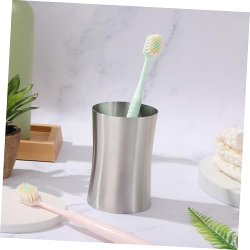 VICASKY Multi Functional Stainless Steel Toothbrush Cup Holder for Bathroom Compact Space Saving Design with Smooth Polished Surface Travel Friendly Rinsing and Storage Tumbler for Family