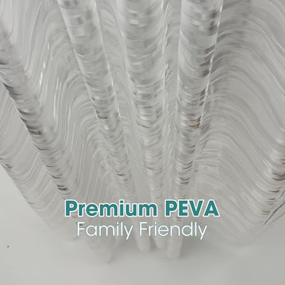 Clear Plastic Shower Curtain Liner, 3D Wavy, 70x72 in, 1 Pack | 100% waterproof, PEVA, clear 3D wavy pattern, 12 rust-free pouch holes, fits standard tubs, for home, hotel, dorm - color: Wavy-clear