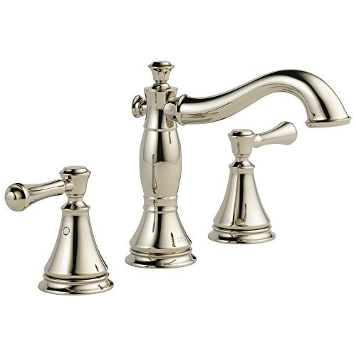 DELTA FAUCET Cassidy Widespread Bathroom Faucet 3 Hole, Bathroom Sink Faucet, Metal Drain Assembly, Polished Nickel 3597LF-PNMPU - color: Polished Nickel