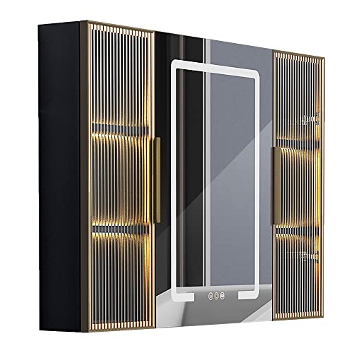 Upgrade Medicine Cabinets for Bathroom with Mirror and Storage Cabinets, 39.37”W x 27.56”H Surface Wall Mounted LED Medicine Cabinet with Lights, Defogger, Dimmer, Memory Fuction - size: 39x27 Inch