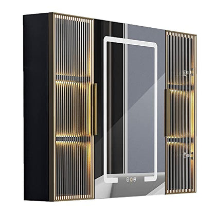 Upgrade Medicine Cabinets for Bathroom with Mirror and Storage Cabinets, 39.37”W x 27.56”H Surface Wall Mounted LED Medicine Cabinet with Lights, Defogger, Dimmer, Memory Fuction - size: 39x27 Inch