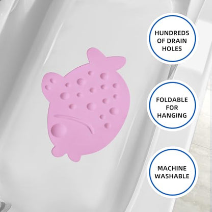Non-Slip Bathtub Mat ZHICHENG Soft Rubber Bathroom Bathmat with Strong Suction Cups (Pink) - color: Pink
