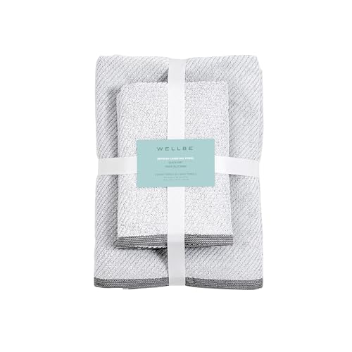 Wellbe Towel Set Quick Dry, Absorbent, Soft, 2 Bath, 2 Hand, White, 4-Piece - color: White, size: Towel Set - 2 Bath, 2 Hand