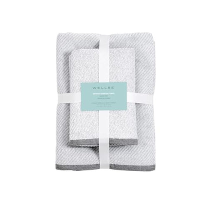 Wellbe Towel Set Quick Dry, Absorbent, Soft, 2 Bath, 2 Hand, White, 4-Piece - color: White, size: Towel Set - 2 Bath, 2 Hand