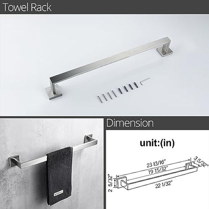 BAGNOLUX Bathroom Hardware Set 4 Pieces, Bath Towel Holder Set SUS304 Stainless Steel, Towel Bar Rack Set for Wall Mounted, Square Bathroom Accessories Set Fixture Heavy Duty Brushed Nickel - color: Brushed Nickel