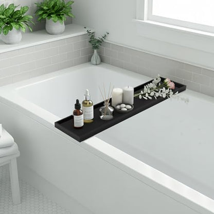 Acrylic Bathtub Tray, 29.9x7.9 Inch Bath Tray with 66lbs Capacity, 8mm Thick Spa Tub Shelf for Wine Book Tablet, Clear/Clear Black/Pure Black (Pure Black) - color: Pure Black