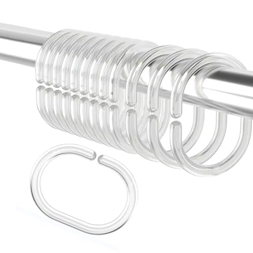 Plastic Shower Curtain Hooks C Shape Shower Curtain Rings for Bathroom Shower Rod Window Curtains Hanger (Clear, 12pack) - color: Clear, size: 12pack