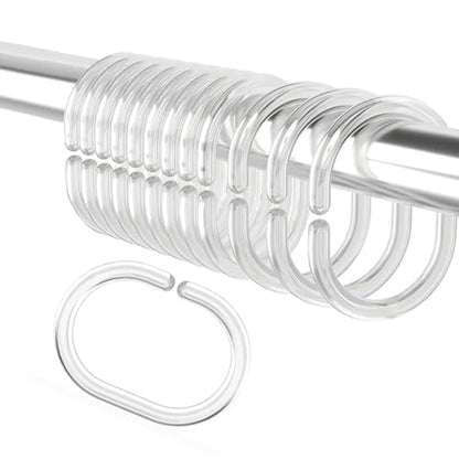 Plastic Shower Curtain Hooks C Shape Shower Curtain Rings for Bathroom Shower Rod Window Curtains Hanger (Clear, 12pack) - color: Clear, size: 12pack