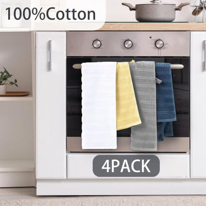VOOVA & MOVAS Hand Towels 4PC,13"x30", 100% Cotton,with Loop,Pink | Waffle Weave Fabric, Soft Lightweight & Absorbing, Quick Dry & Non-fading, Unshrinkable - color: Babypink