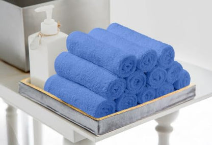 Avalon Towels Blue Washcloths Bulk Pack of 36 (12x12 inches) - 100% Cotton Washcloths & Face Towels - Highly Absorbent & Soft Wash Cloths for Showering, Wash Rags for Body & Face Cloths - color: Blue