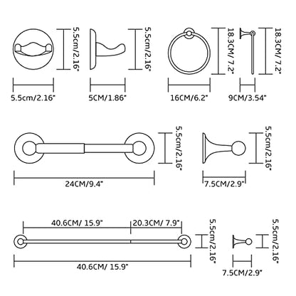 BGL Bathroom Hardware Set Grey Electroplating 4-Piece Bathroom Accessories Set Wall Mounted Adjustable Towel Bar Robe Hook Toilet Paper Holder Towel Ring Glossy Grey - color: Gunmetal Grey