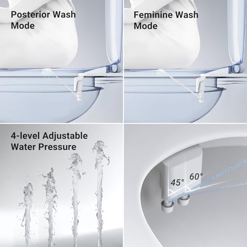 Bidet Attachment for Toilet Seat Sprayer - Non Electric Dual Nozzle with Cold Water - Self Cleaning Toilets Bathroom Spray for Butt Wash - Easy Slim Adjustable Pressure Control Rv Bidets Gifts - color: Rose Gold
