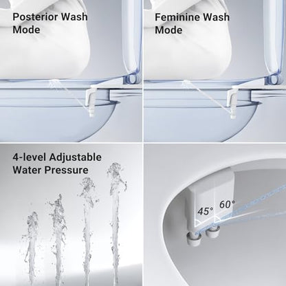 Bidet Attachment for Toilet Seat Sprayer - Non Electric Dual Nozzle with Cold Water - Self Cleaning Toilets Bathroom Spray for Butt Wash - Easy Slim Adjustable Pressure Control Rv Bidets Gifts - color: Rose Gold
