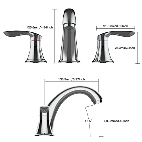 Bathroom Sink Faucet, Faucet for Bathroom Sink, Widespread Chrome Bathroom Faucet 3 Hole with Plastic Pop Up Drain and cUPC Lead-Free Hose - (Chrome 2 Packs) - color: Chrome, size: 8 inch 2 packs
