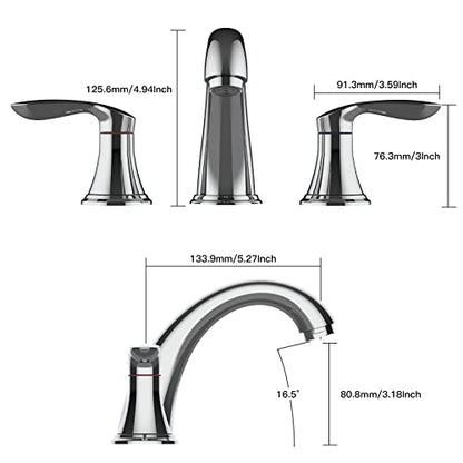 Bathroom Sink Faucet, Faucet for Bathroom Sink, Widespread Chrome Bathroom Faucet 3 Hole with Plastic Pop Up Drain and cUPC Lead-Free Hose - (Chrome 2 Packs) - color: Chrome, size: 8 inch 2 packs