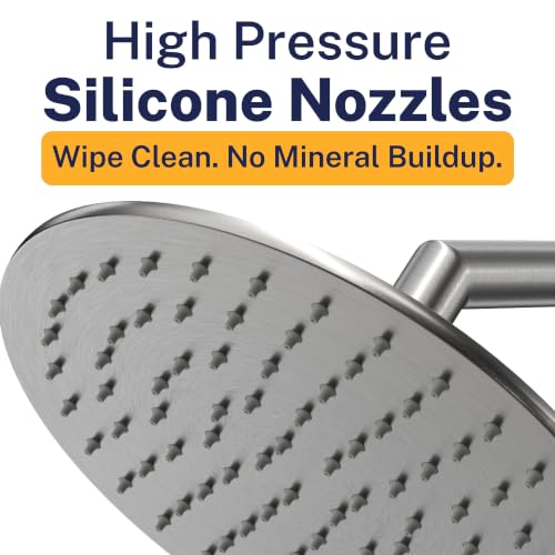 HammerHead Showers® Solid Metal 8 Inch Rainfall Shower Head – GRAY - Shower Head Rainfall - 2.5 GPM High Flow Shower Head Optimized for Pressure – Large Round Rain Shower Head - color: HammerHead Gray, size: 2.5 GPM