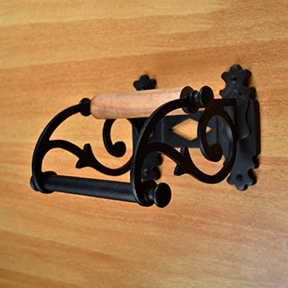 Renovators Supply Manufacturing Toilet Paper Holder Stand Wall Mount 6.5 in.Black Aluminum Toilet Paper Roll Holder with Mounting Hardware - color: Victorian Black
