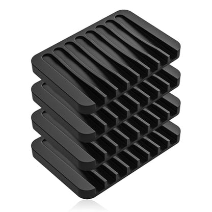 4-Pack Self Draining Soap Dish for Shower Bathroom Waterfall Silicone Soap Saver Tray Sponge Holder for Kitchen Sink Non-Slip Easy Clean Black - color: Black