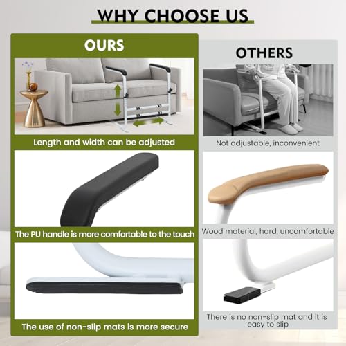 Couch Stand Assist, Height and Width Adjustable Chair Assist, Help The Elderly、Disabled and Pregnant Women to Stand, for Sofas、Toilets, Couch Rails for Elderly Adults Safety, Non-Slip