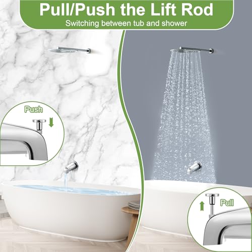 Enhon Tub Spout, Universal Fits 1/2'' Copper Pipe, 1/2'' IPS and 3/4'' IPS, Bathroom Bathtub Tub Faucet Replacement with Adapters (with Diverter,Chrome) - color: Chrome, style: with Diverter
