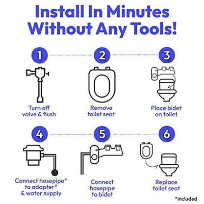 Greenco Toilet Bidet Attachment - Universal Fit, Easy Installation, Adjustable Brackets and Water Pressure, Durable Non-Electric Fresh Water Spray Bidet for Toilet Seat (17 x 3.4 x 9.5 inches)