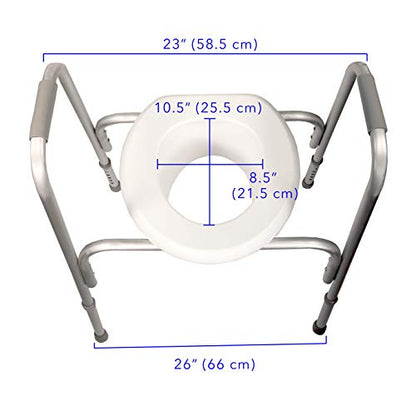 PCP Extra-Wide Raised Toilet Seat and Safety Frame, Two-in-One, Adjustable Height, Elevated Lift Bowl, Wide - size: wide