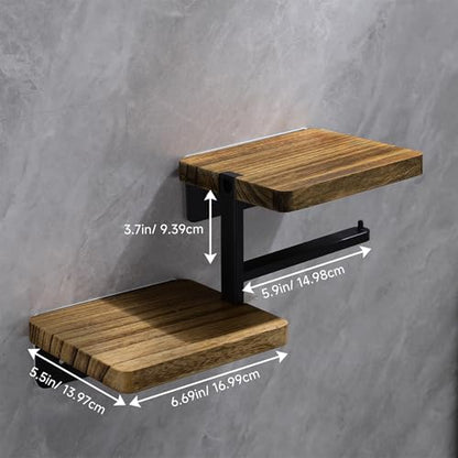 Toilet Paper Holder - Adhesive Farmhouse for Wipes&Cell Phone&Fragrance - color: Charcoal Brown