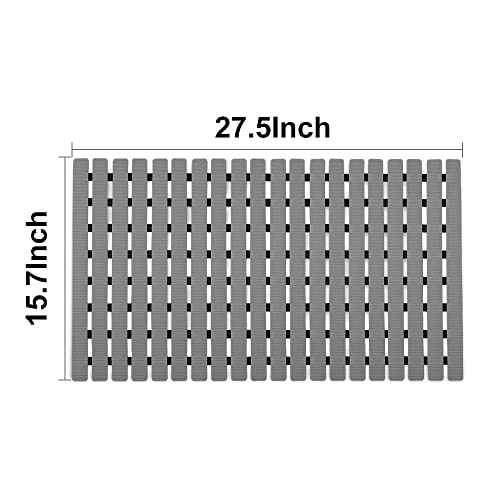 BEMISO Shower Mat Non Slip Bathtub Mat with Suction Cups and Drain Holes 27.5 x15.7 Inch Bath Mat for Tub & Shower.Easy Dry,Easy to Cut,Eco-Friendly - color: Gray, size: 27.5 x 15.7 inches