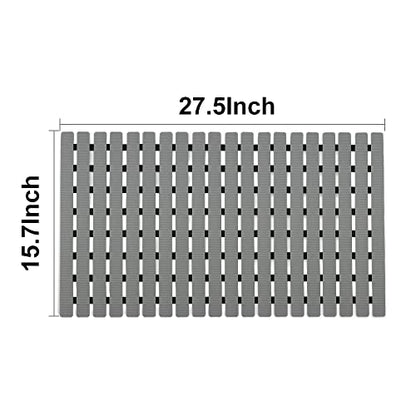 BEMISO Shower Mat Non Slip Bathtub Mat with Suction Cups and Drain Holes 27.5 x15.7 Inch Bath Mat for Tub & Shower.Easy Dry,Easy to Cut,Eco-Friendly - color: Gray, size: 27.5 x 15.7 inches