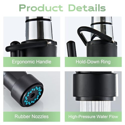 Pull Down Kitchen Faucet Replacement Head, 3-Mode Spray Head with Stream/Spray/Pause, High Pressure Anti-Clog Nozzle, Easy Installation, Universal Fit for Most Kitchen Faucets Matte Black - color: Industrial Spray Head - Matte Black