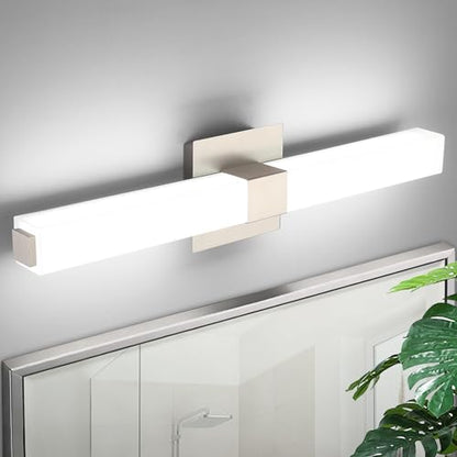 Brushed Nickel Dimmable Vanity Light: 24 Inch LED Modern Bathroom Light Fixtures Over Mirror IP44 Waterproof - color: Upgraded - Brushed Nickel - Dimmable, size: 24 inch