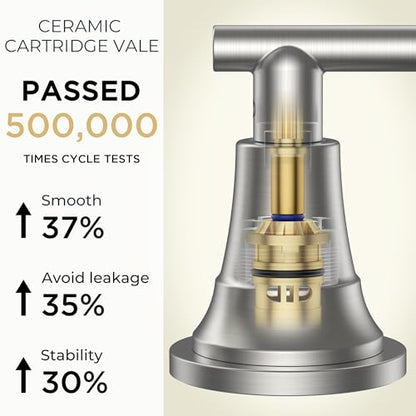 FORIOUS 8 in Brushed Nickel Bathroom Sink Faucet 3 Hole Widespread, Silver | 8 Inch Widespread Bathroom Faucet 3 hole Vanity and 4 Inch Bathroom Faucet Centerset 2 Hole for B2B Commercial, Spare Aerator - color: Stainless Steel, style: Traditional